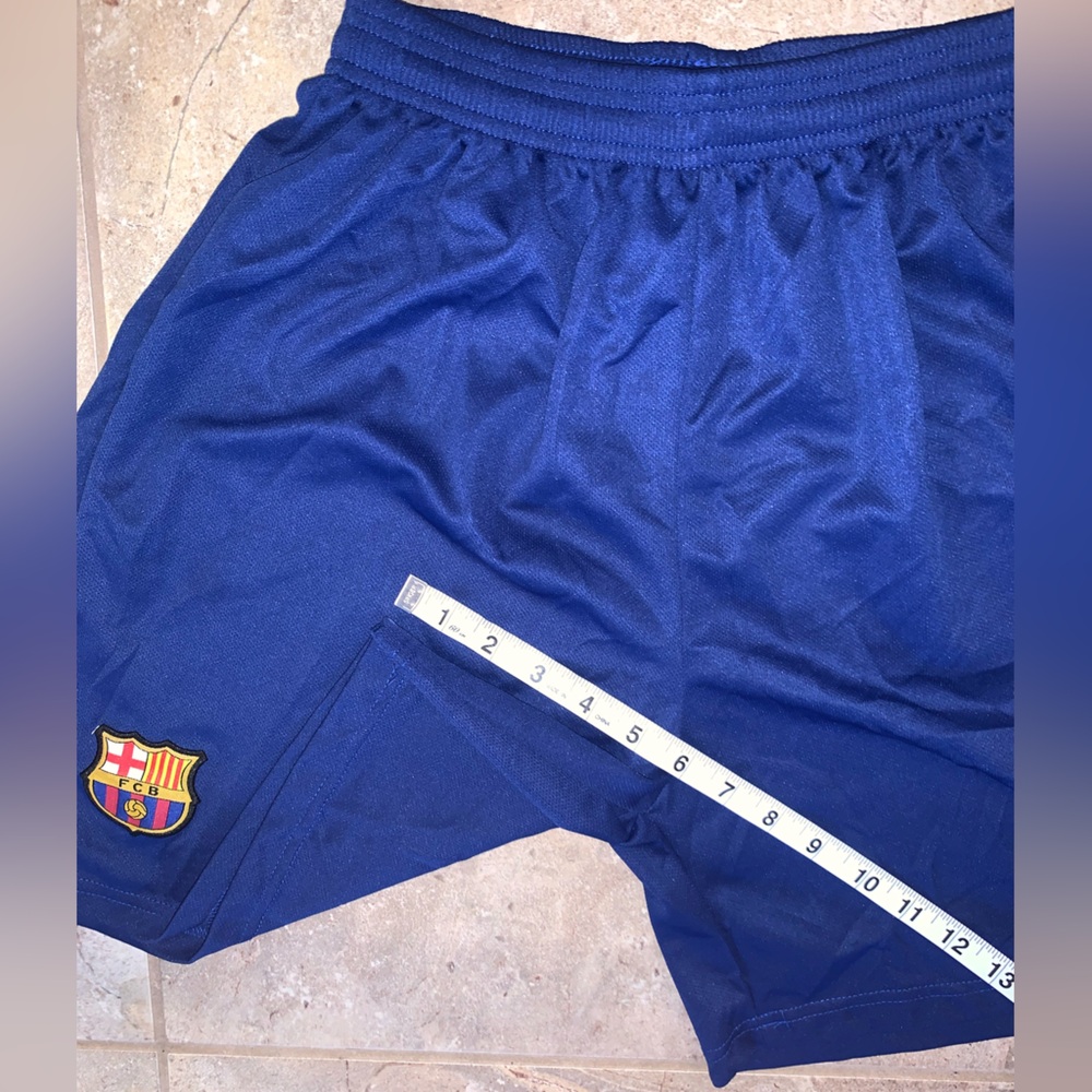 FC Barcelona Blue Shorts Elastic Waistband Inside Drawstring FCB Soccer - Men XL - Picture 6 of 9